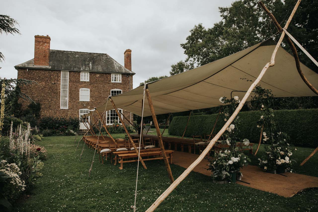 A tent set up for a wedding ceremony A tent set up for a wedding ceremony
